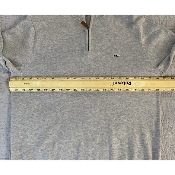 Vineyard Vines Sz S Gray 1/4 Zip Blue Striped Inside Collar Pullover Long Sleeve - Picture 7 of 8